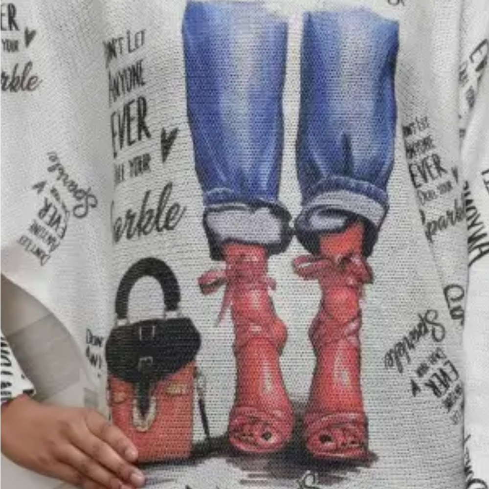 Graphic Sweater with Red Boots Design